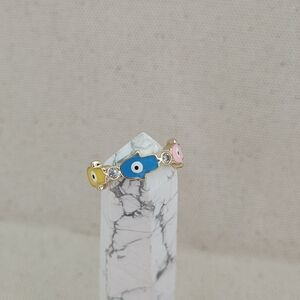 Evil Eye Enamel Ring - Blue, Yellow & Pink